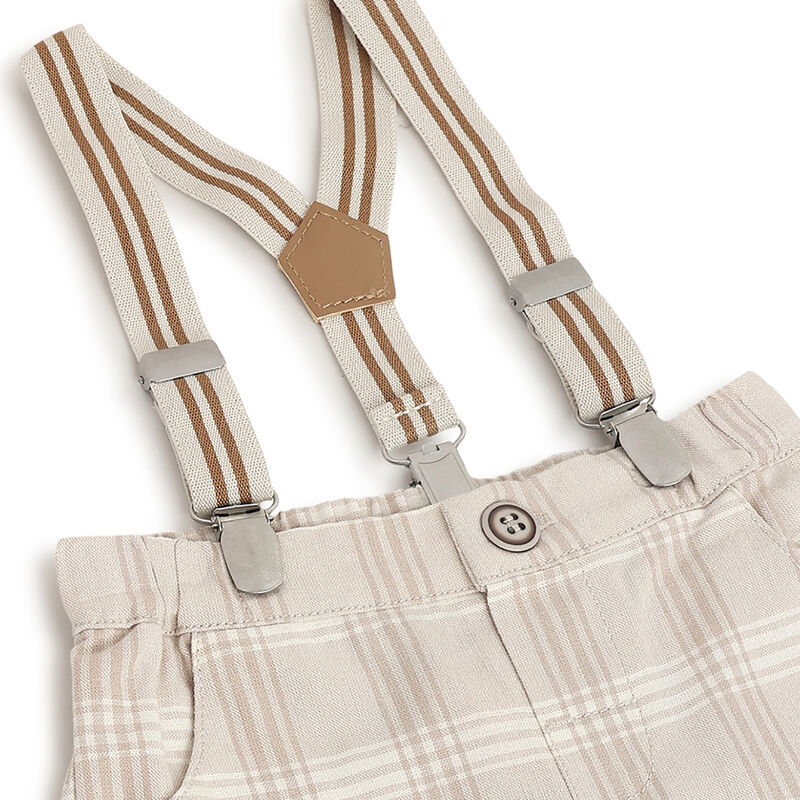 Boys Medium Natural Checked Trouser image number 2